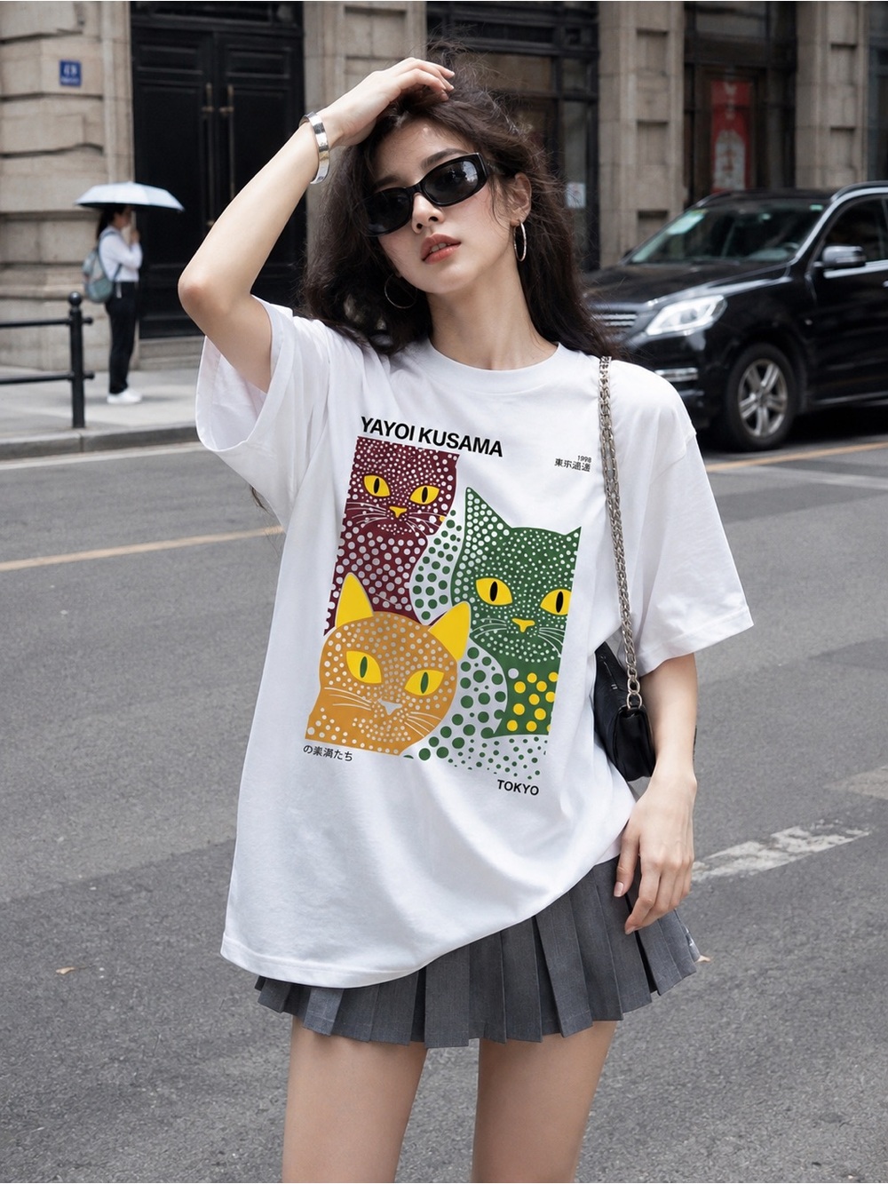 Yayoi Kusama Polka Dot Cats Tokyo Japanese Pop Art Abstract Graphic Tee Shirt